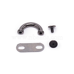 Aluminum Alloy Bag Hanger D Buckles, with Iron Screws & Shim, Bag Replacement Accessories, Gunmetal, 0.75~2.55x0.75~1x0.07~0.65cm, Hole: 2.5mm and 6x3mm, 4pcs/set(FIND-WH0082-68C)