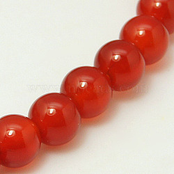 Natural Carnelian Bead Strands, Dyed & Heated, Grade A, Round, Red, 10mm, Hole: 1mm(X-G-G338-10mm-01)