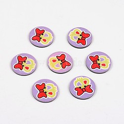 2-Hole Flat Round with Lovely Skull Pattern Acrylic Buttons, Lilac, 25x2mm, Hole: 2mm(BUTT-F055-02C)
