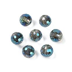 Transparent Electroplate Glass Beads, Faceted, Round, Sky Blue, 10x9mm, Hole: 1.4mm(EGLA-N002-31-G07)