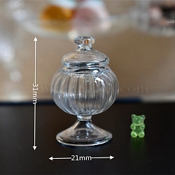 Miniature Glass Bottle, with Lid, for Dollhouse Accessories Pretending Prop Decorations, Clear, 21x31mm(MIMO-PW0001-158C)