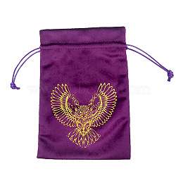 Velvet Tarot Cards Storage Bags, Tarot Desk Storage Holder, Purple, Owl Pattern, 18x13cm(ZODI-PW0002-01D-02)