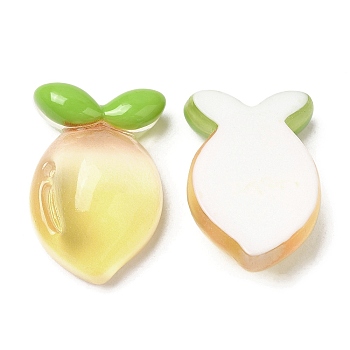 Translucent Resin Fruit Cabochons, for Jewelry Making, Lemon, 23x15x9mm