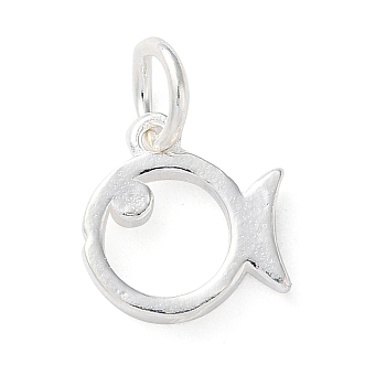 925 Sterling Silver Hollow Fish Charms with Jump Rings, Silver, 10.5x10x1.8mm, Hole: 4mm