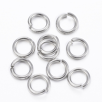 304 Stainless Steel Open Jump Rings, Stainless Steel Color, 18 Gauge, 7x1mm, Inner Diameter: 4.8mm