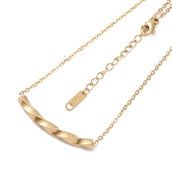 Ion Plating(IP) 304 Stainless Steel Cable Chain Necklaces, Twist Stick Pendant Necklaces for Women, Real 18K Gold Plated, 17.72 inch(45cm)