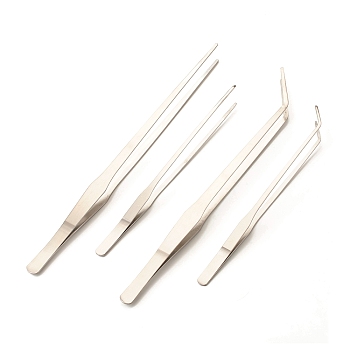 Stainless Steel Curved Tweezers, Stainless Steel Color, 4pcs/set