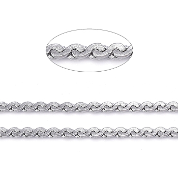 304 Stainless Steel Serpentine Chains, Soldered, with Spool, Stainless Steel Color,0.8x0.3mm, about 32.8 Feet(10m)/roll