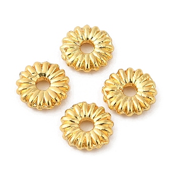 Brass Spacer Beads, Cadmium Free & Lead Free, Flower, Long-Lasting Plated, Golden, 4x1mm, Hole: 0.9mm
