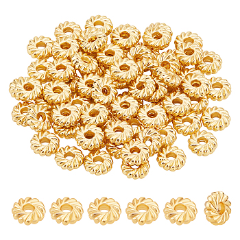 100Pcs Alloy Spacer Beads, Cadmium Free & Lead Free, Flower Disc, Real 18K Gold Plated, 8x2.5mm, Hole: 2mm