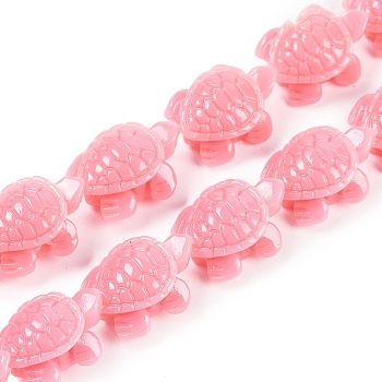 Synthetic Coral Carved Beads Strands, Dyed, Tortoise, Salmon, 15x12x6.5mm, Hole: 1.4mm, about 22pcs/strand, 12.01 inch(30.5cm)