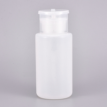 Empty Plastic Press Pump Bottle, Nail Polish Remover Clean Liquid Water Storage Bottle, with Flip Top Cap, White, 12.5cm, Capacity: 180ml