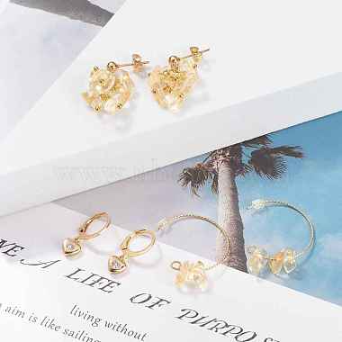 3 Pairs 3 Style Natural Citrine Chips Beaded Cluster Dangle Stud & Leverback Earrings(EJEW-JE04895-02)-2