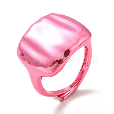 女性のための真鍮の長方形のシグネット調節可能なリング(RJEW-G254-01C)-3