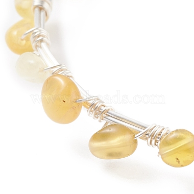 Bracelet de perles tressées en opale jaune naturelle(BJEW-JB07998-05)-4