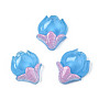 Transparent Spray Painted Resin Cabochons, Flower, Dodger Blue, 12x10x5mm