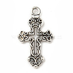 Tibetan Style Alloy Pendants, Cross, Antique Silver, 26x15x2mm, Hole: 2mm, 515pcs/500g(PALLOY-P293-175)