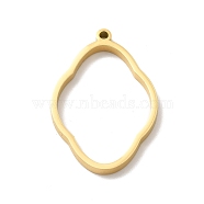 Ion Plating(IP) 304 Stainless Steel Open Back Bezel Pendants, For DIY UV Resin, Epoxy Resin, Pressed Flower Jewelry, Flower, Real 24K Gold Plated, 38x25x3mm, Hole: 2mm(STAS-K208-21)