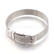 304 Stainless Steel Watch Bands, Watch Belt Fit Slide Charms, Original Color, 8-1/2 inch(21.5cm), 10mm(WACH-P015-02P)