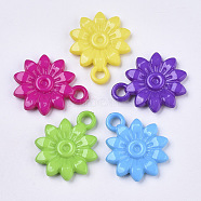 Opaque Acrylic Pendants, Flower, Mixed Color, 26x20x4mm, Hole: 3mm, about 500pcs/500g(SACR-N008-016)