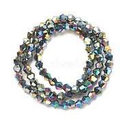 Electroplate Glass Bead Strands, Faceted Bicone, Multi-color Plated, 4x4.5mm, Hole: 1mm, about 92~96pcs/strand, 13.78~14.37 inch(EGLA-YW0001-48B)