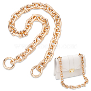 Brass Covered Aluminum Cross Chain Bag Handles, with Spring Gate Ring, Light Gold, 61x1.7cm(PURS-WH0005-73LG-01)
