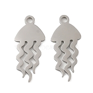304 Stainless Steel Pendants, Laser Cut, Jellyfish Charm, Stainless Steel Color, 19x8.5x1mm, Hole: 1.6mm(STAS-J042-19P)