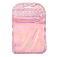 Plastic Laser Packaging Yinyang Zip Lock Bags, Top Self Seal Pouches, Rectangle, Pink, 10x6.5x0.15cm, Unilateral Thickness: 2.5 Mil(0.065mm)(OPP-D003-04B)