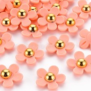 Opaque Acrylic Beads, Flower, Light Salmon, 22x22.5x7~8mm, Hole: 1.4mm(X-SACR-N007-D-01D)