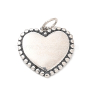 925 Sterling Silver Pendants, with Jump Rings and 925 Stamp, Antique Silver, Heart, 16.5x17x2mm, Hole: 3.5mm(STER-R008-04AS-02)