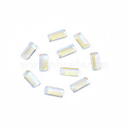 Glass Rhinestone Cabochons, Nail Art Decoration Accessories, Faceted, Rectangle, Clear AB, 4x1.5x1mm(MRMJ-N027-024A)