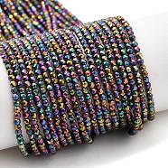 Electroplate Glass Beads Strands, Full Plated, Faceted Round, Rainbow Plated, 2mm, Hole: 0.7mm, about 184~187pcs/strand, 14.45''(36.7cm)(GLAA-H021-01A-FP13)