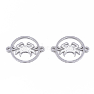 201 Stainless Steel Links connectors, Constellations, Flat Round, Stainless Steel Color, Cancer, 21x16x1mm, Hole: 1.4mm(STAS-N087-22-05P)