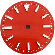 Luminous Glow in the Dark Brass Clock Face Dial, Flat Round, Red, 29mm(CLOC-PW0001-01E)