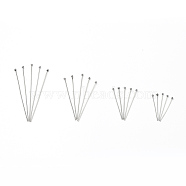 304 Stainless Steel Head Pins, Ball Head Pins, with Bead Container, Mixed Size, Stainless Steel Color, 25mm/30mm/40mm/50mm, Head: 2mm, about 200pcs/bix(STAS-X0017-20P)