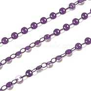 Spray Painted Brass Coffee Bean Chains, Soldered, with Spool, Purple, link: 4x3x0.5mm, bead: 4x0.6mm, 32.8 Feet(10m)/roll(CHC-M021-03C)