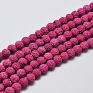 Natural Lava Rock Round Bead Strands, Dyed, Medium Violet Red, 6mm, Hole: 1mm, about 63pcs/strand, 15.7 inch(X-G-I124-6mm-05)