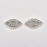 Tibetan Style Alloy Hollow Cabochons, Eye, Antique Silver, 17.5x32x1.5mm(PALLOY-WH0067-29AS)