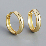Plain 925 Sterling Hoop Earrings, Ring, Golden, 3mm, Inner Diameter: 9mm(MU8410-06)