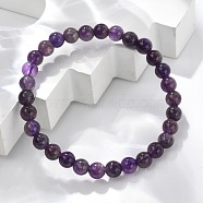 Natural Amethyst Beaded Stretch Bracelets, Round, Beads: 6~6.5mm, Inner Diameter: 2-1/4 inch(5.55cm)(BJEW-D446-B-47)