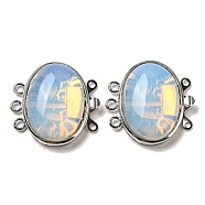 Opalite Box Clasp, with Alloy Findings, Oval, 27x27x9.5~10.5mm, Hole: 2mm(G-C104-02B-P)