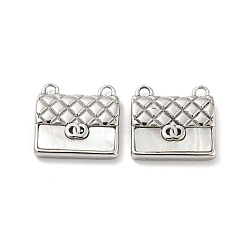 304 Stainless Steel Charms, with Shell, Bag Charm, Stainless Steel Color, 12x13x3mm, Hole: 1.4mm(STAS-L022-204P)
