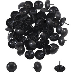 60Pcs Iron Nails, Furniture Repairing Supplies, Flat Round, Black, 27x25mm, Pin: 2mm(IFIN-FH0001-99)