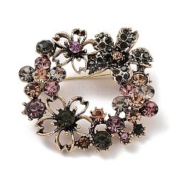 Alloy Pave Rhinestone Brooch, Flower Garland, Colorful, 50.5x50x14mm(JEWB-M035-07AG)