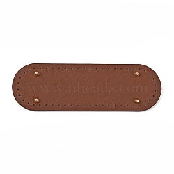PU Leather Bag Bottoms, with Alloy Nails, Oval, for Knitting Bags, Saddle Brown, 26.1x8.2x0.4cm, Hole: 3.2mm(FIND-WH0014-94)