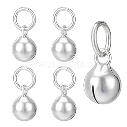 5Pcs Sterling Silver Pendants, Bell Charms, with Jump Rings, Silver, 8.8x6mm, Hole: 4mm(STER-BC0001-97)