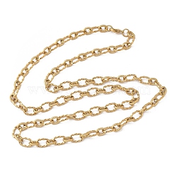 Unisex 304 Stainless Steel Textured Cable Chain Necklaces, with Lobster Claw Clasps, Golden, 29.13~29.92 inch(74~76cm)(STAS-L127-01G)