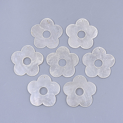 Capiz Shell Pendants, Flower, WhiteSmoke, 46x46x1.5mm, Hole: 1.2mm(X-SHEL-S276-21)