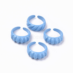 Spray Painted Alloy Cuff Rings, Open Rings, Cadmium Free & Lead Free, Cornflower Blue, US Size 7 1/4(17.5mm)(RJEW-T011-33E-RS)