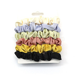 Cloth Elastic Hair Accessories, for Girls or Women, Scrunchie/Scrunchy Hair Ties, Mixed Color, 120mm, 6pcs/set(OHAR-PW0007-46G)